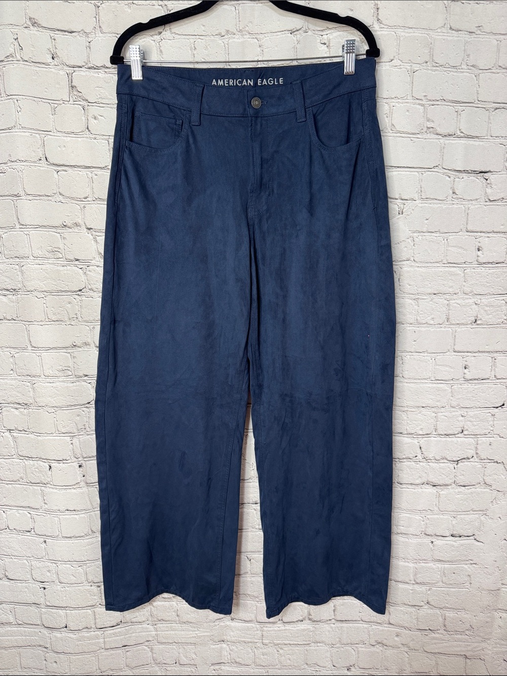 American Eagle High Rise Baggy Wide Leg Faux Suede Pants 10